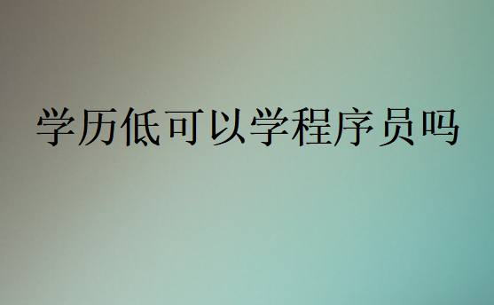 學(xué)歷低可以學(xué)程序員嗎